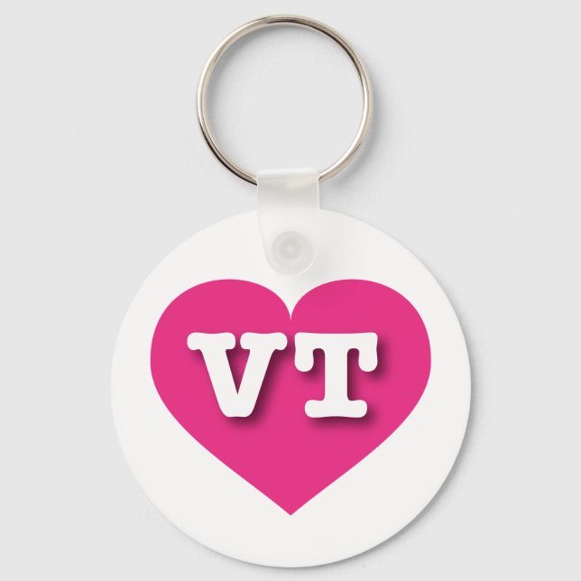 Vermont Hot Pink Heart - I love VT Key Ring (Front)
