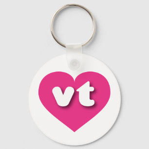 Vermont hot pink heart - I love vt Key Ring