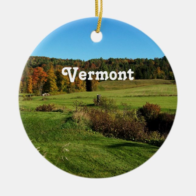 Vermont Landscape Ceramic Ornament (Front)