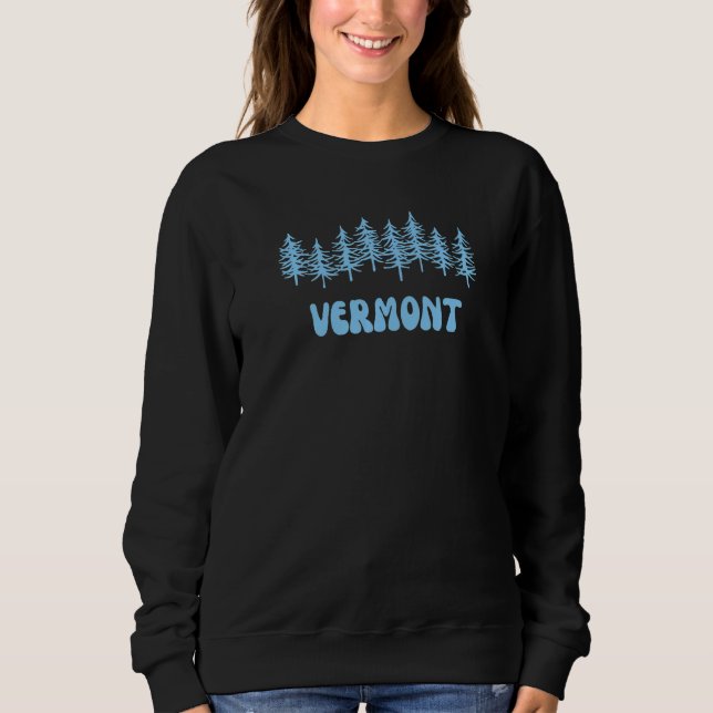 Vermont Light Blue Retro Groovy Nature Outdoors Sk Sweatshirt (Front)