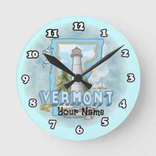 Vermont Lighthouse Round Clock
