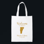 Vermont Map Wedding Welcome Bag, Gold Tote Bag<br><div class="desc">Wedding weekend welcome gift bag for out of town guests to your wedding,  featuring image of Vermont,  with heart you may place at the precise location. Fill tote with your favourite goodies.</div>