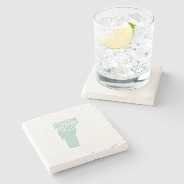 Vermont Nickname Green Mountain State Stone Coaster (Side)