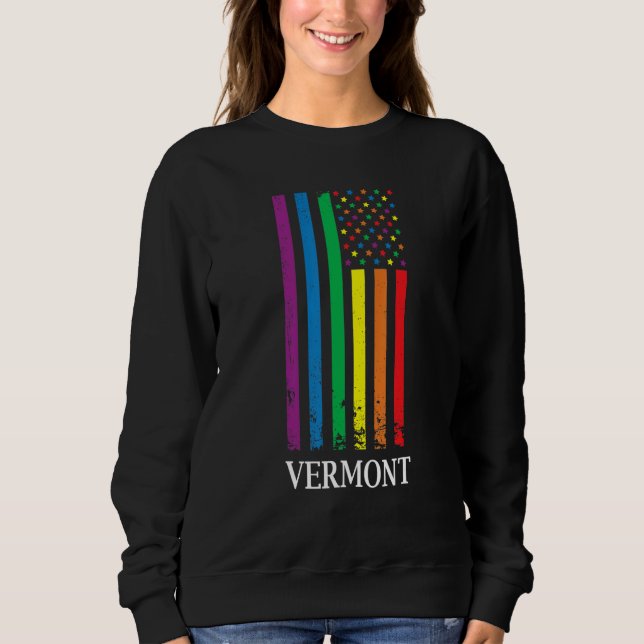 Vermont Pride Month Pride Flag LGBT Community LGBT Sweatshirt (Front)