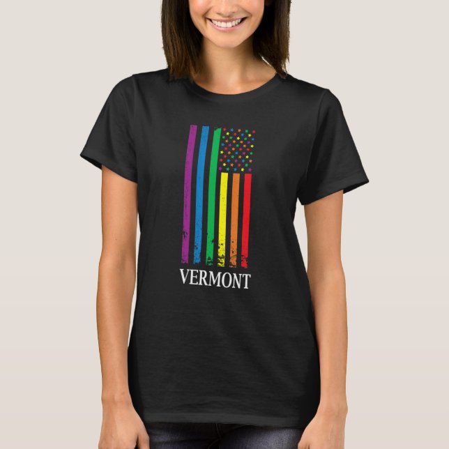 Vermont Pride Month Pride Flag LGBT Community LGBT T-Shirt (Front)
