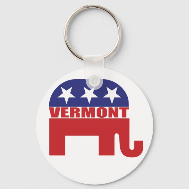 Vermont Republican Elephant Key Ring (Front)