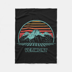 Vermont Retro Mountain Hiking 80s Style Fleece Blanket