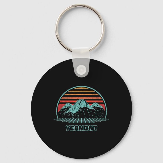 Vermont Retro Mountain Hiking 80s Style  Key Ring (Front)