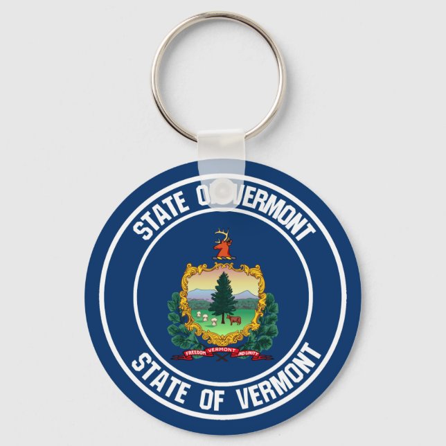 Vermont Round Emblem Key Ring (Front)