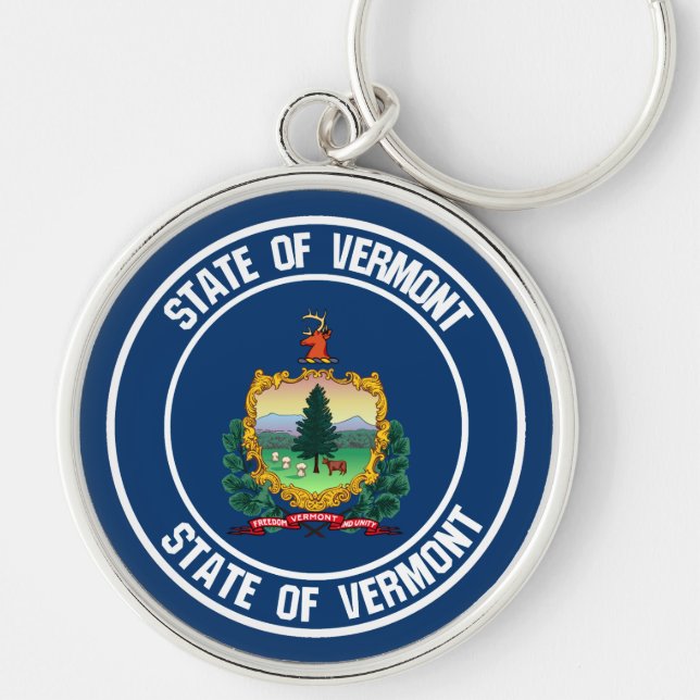Vermont Round Emblem Key Ring (Front)