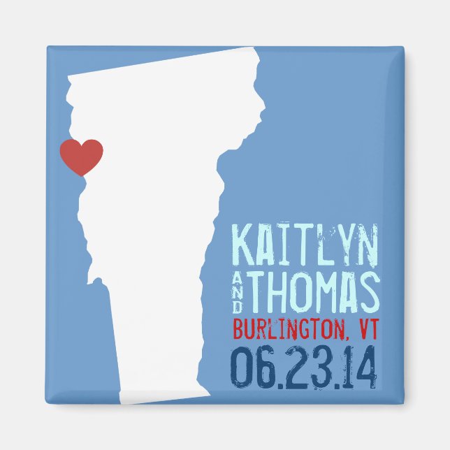 Vermont Save the Date - Customisable City Magnet (Front)