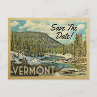 Vermont Save The Date Mountains River Snow