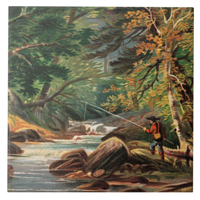 Vermont Scenery, The Trout Stream, Ceramic Tile (Front)