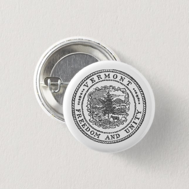 Vermont Seal 3 Cm Round Badge (Front & Back)