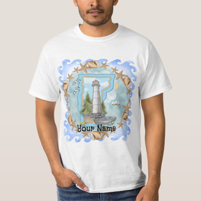 Vermont Shells Lighthouse  T-Shirt (Front)