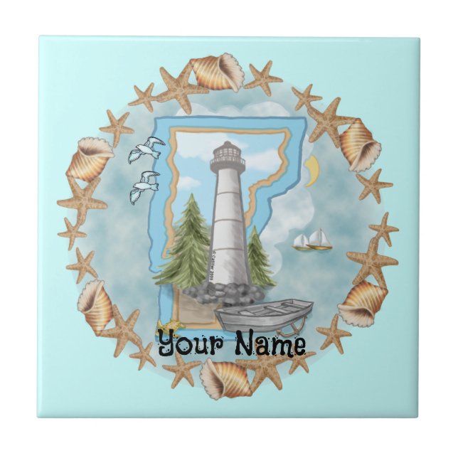 Vermont Shells Lighthouse Tile (Front)