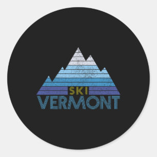 Vermont Ski Souvenir Vintage Mountain Sports Winte Classic Round Sticker