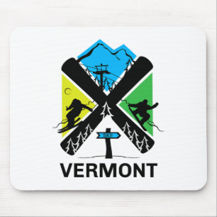 Vermont Ski T Shirt - Skiing And Snowboard Accesso Mouse Pad