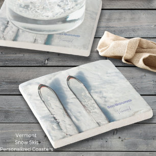 Vermont Snow Skis Stone Coaster