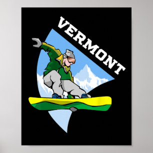 Vermont Snowboarding Snowboarder Kids Children Boy Poster