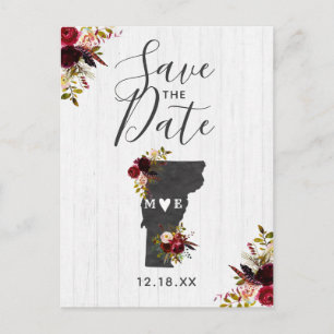 Vermont  State Destination Rustic Save the Date Announcement Postcard