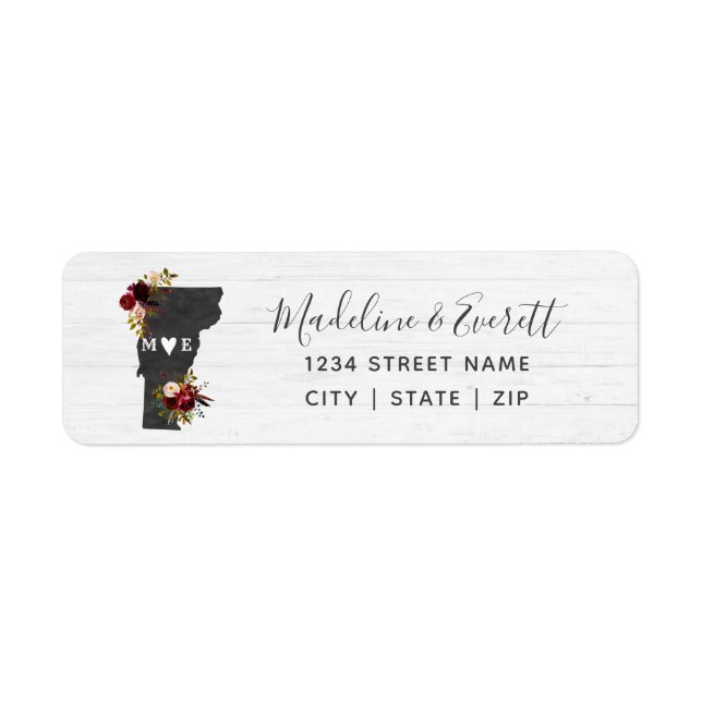 Vermont State Destination Wedding Return Address Return Address Label (Front)