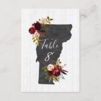 Vermont State Destination Wedding Table Numbers