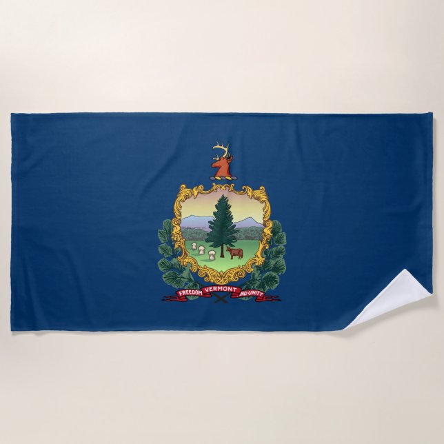 Vermont State Flag Beach Towel (Front)