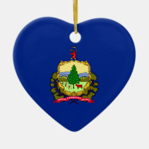 Vermont State Flag Design Ceramic Tree Decoration