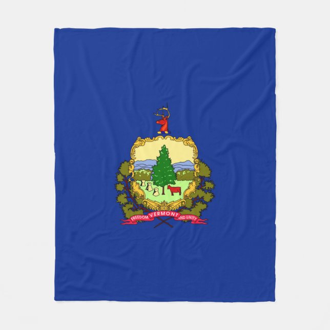 Vermont State Flag Design Fleece Blanket (Front)