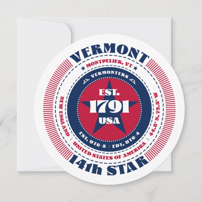 Vermont State History Flat Card (Front)