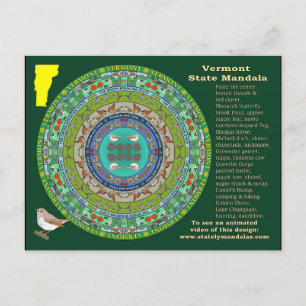Vermont State Mandala Postcard