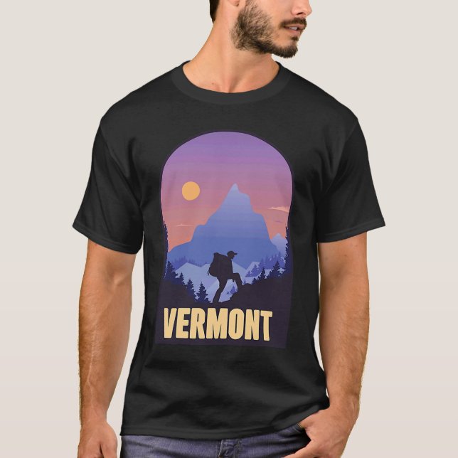 Vermont State USA Hiking Trip Souvenir T-Shirt (Front)