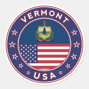 Vermont sticker, phone case, tote bag, wall clock classic round sticker