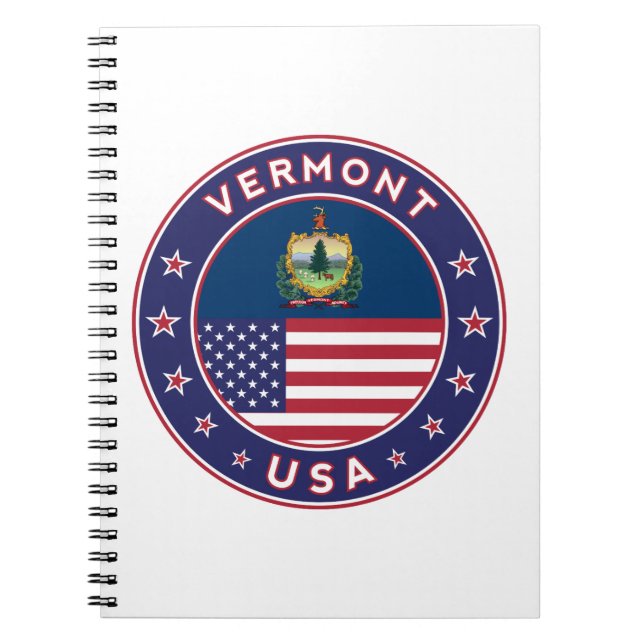 Vermont sticker, phone case, tote bag, wall clock notebook (Front)