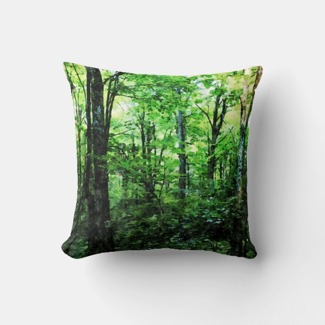 Vermont Summer Forest After Rain Cushion (Front)