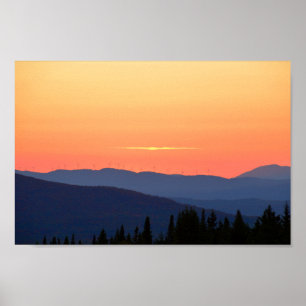 Vermont Sunset With Wind Turbines Poster