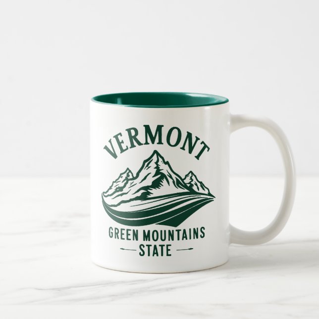 Vermont The Green Mountain State Two-Tone Coffee Mug (Right)
