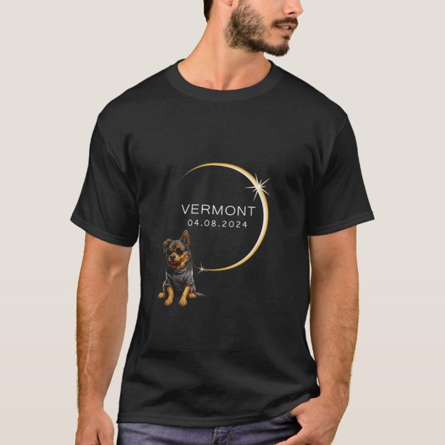 VERMONT Total Solar Eclipse 2024 Funny Dog Glasses T-Shirt (Front)