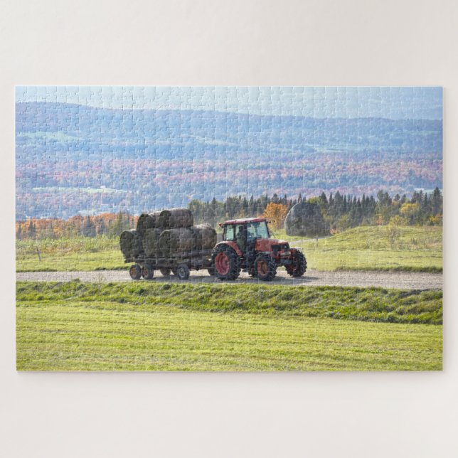 Vermont Tractor Hauling Hay Bales Jigsaw Puzzle (Horizontal)