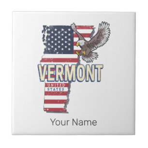 Vermont United States Retro State Map Vintage USA Ceramic Tile