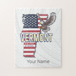 Vermont United States Retro State Map Vintage USA Jigsaw Puzzle