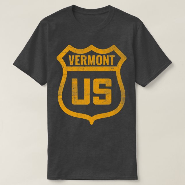 Vermont - US highway distressed weathered look roa T-Shirt (Design Front)