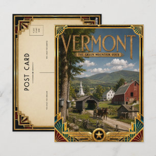 Vermont Vintage Art Deco Golden Age Postcard