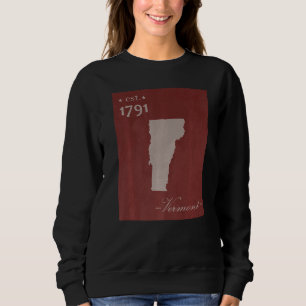 Vermont VT Map Grunge Vintage State Graphic Women Sweatshirt