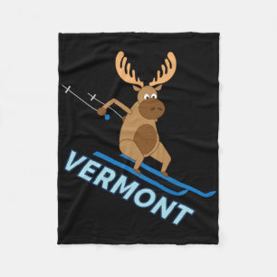 Vermont Vt Skiing Moose Winter Shirt  Fleece Blanket