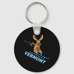 Vermont Vt Skiing Moose Winter Shirt  Key Ring