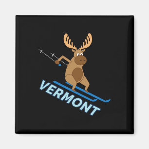 Vermont Vt Skiing Moose Winter Shirt  Magnet