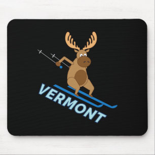 Vermont Vt Skiing Moose Winter Shirt Mouse Pad