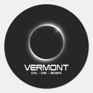 Vermont Vt Total Solar Eclipse 2024 Shirt For Men Classic Round Sticker